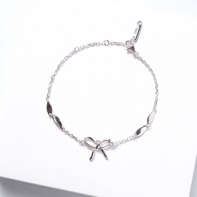 Sterling Silver Ribbon Bow Bracelet Adjustable Stamped Solid S925