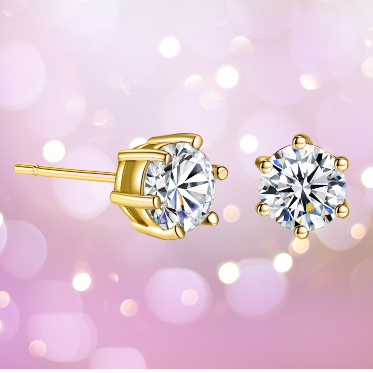 Gold or Silver Tone Stud Earrings with Premium Crystals