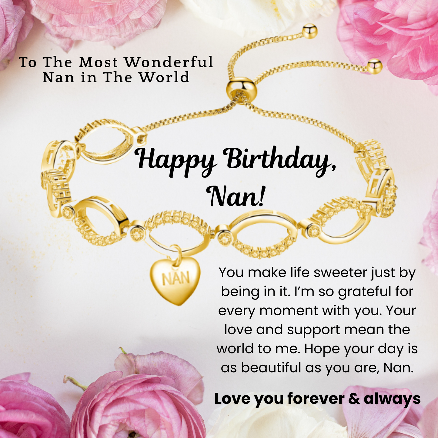 Multi-Link Infinity Nan Bracelet with Message Card