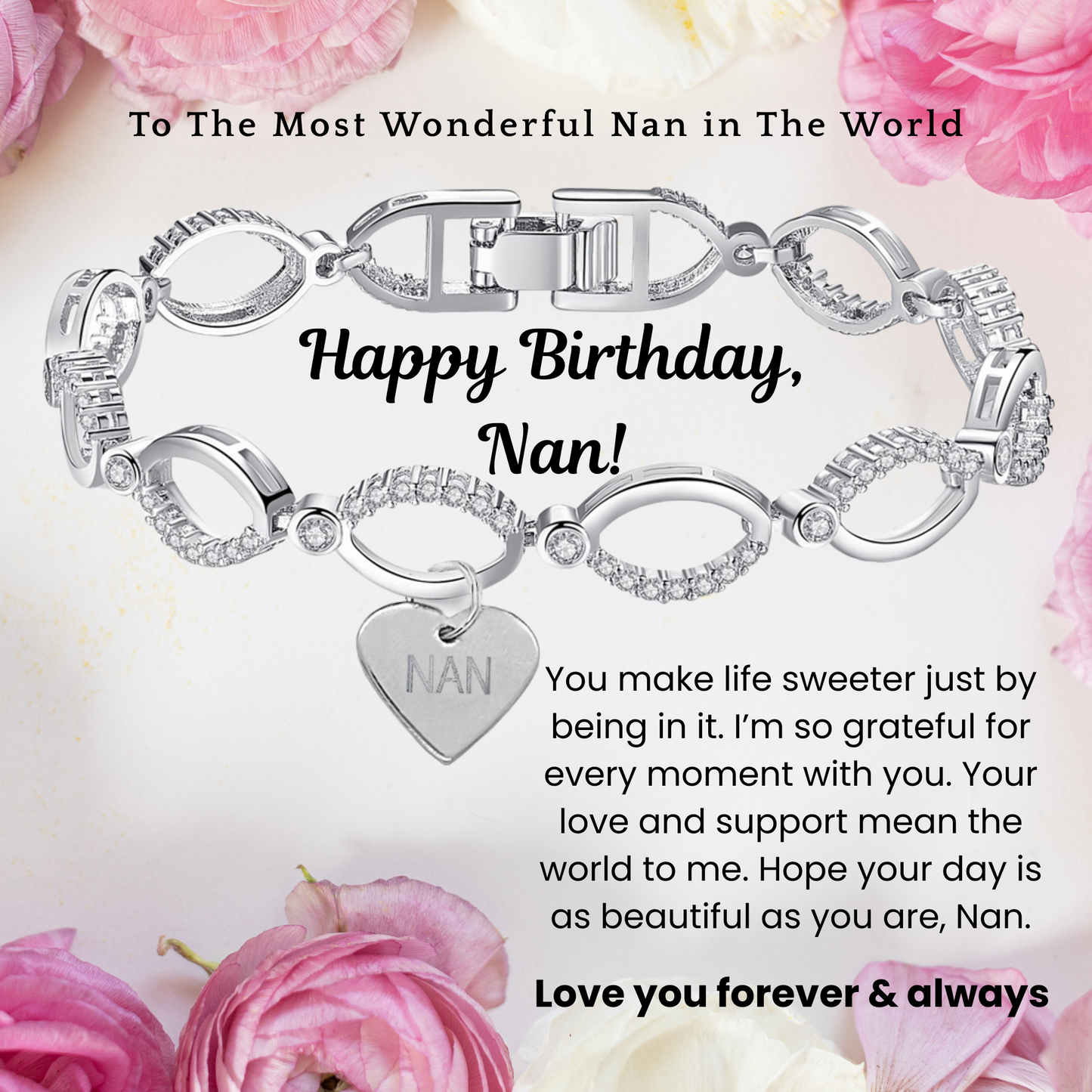 Multi-Link Infinity Nan Bracelet with Message Card
