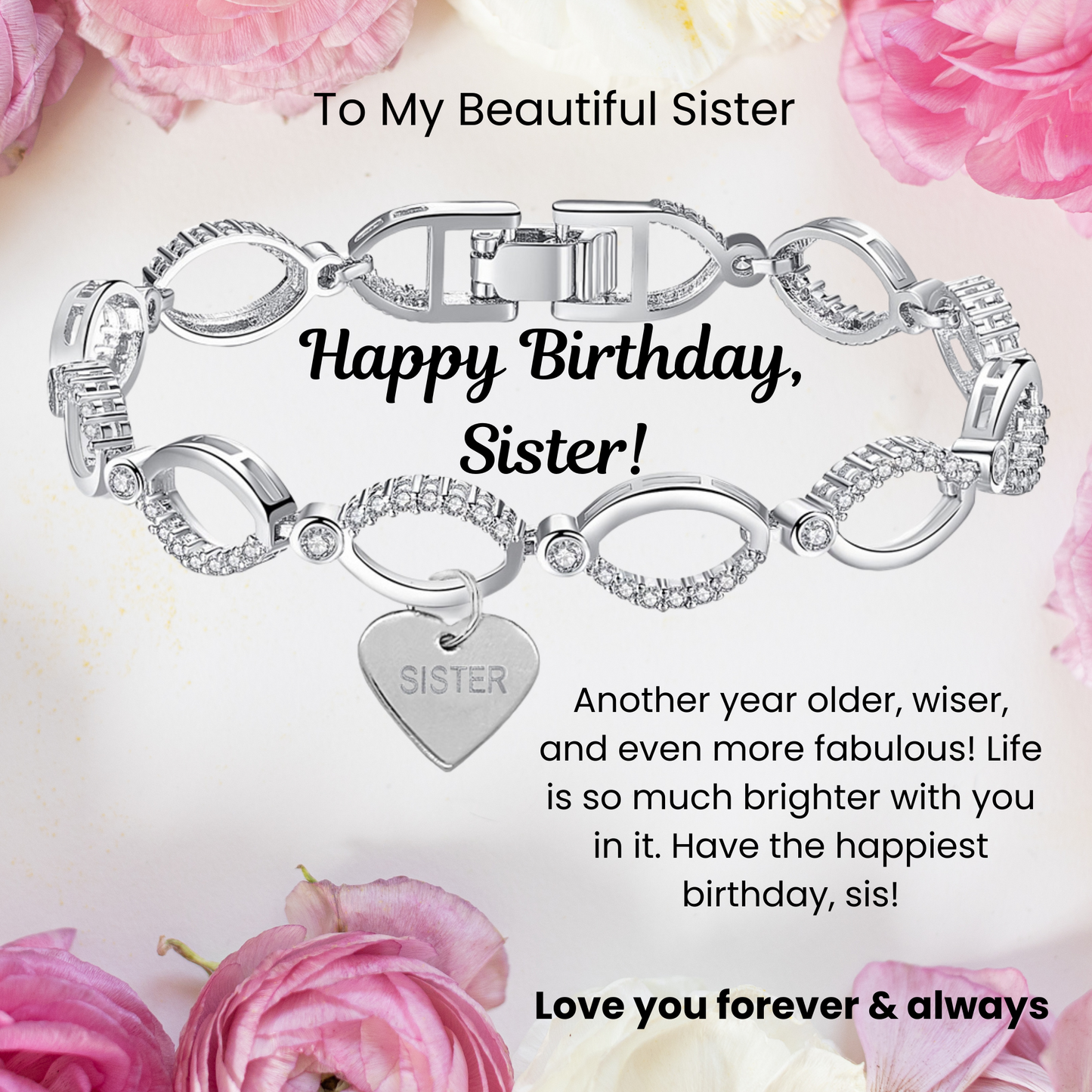 Multi-Link Infinity Sister Bracelet with Message Card