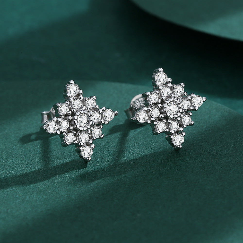 Sterling Silver Star Cluster Stud Earrings S925 Hallmark