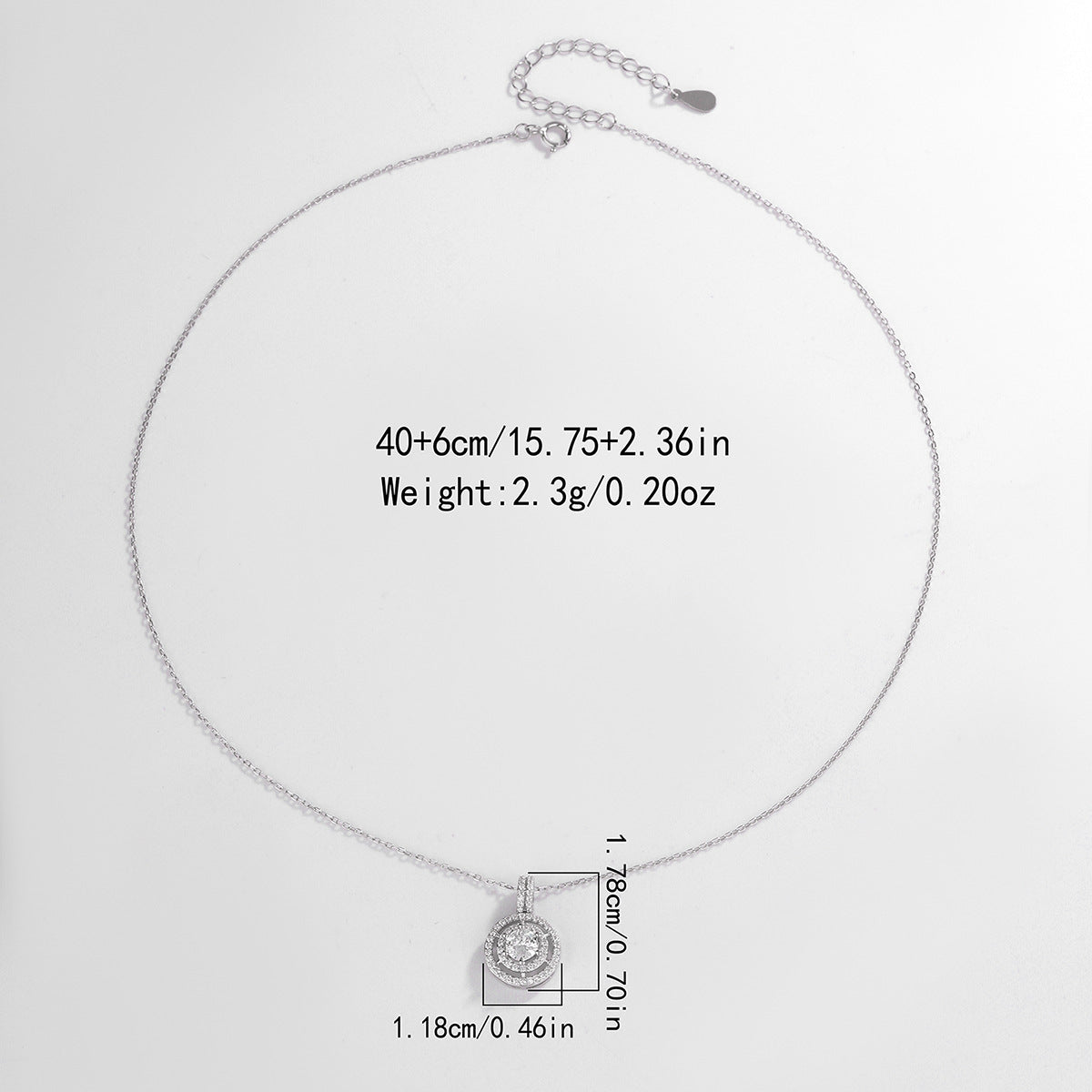 S925 Sterling Silver Halo Round C/Z Pendant Necklace
