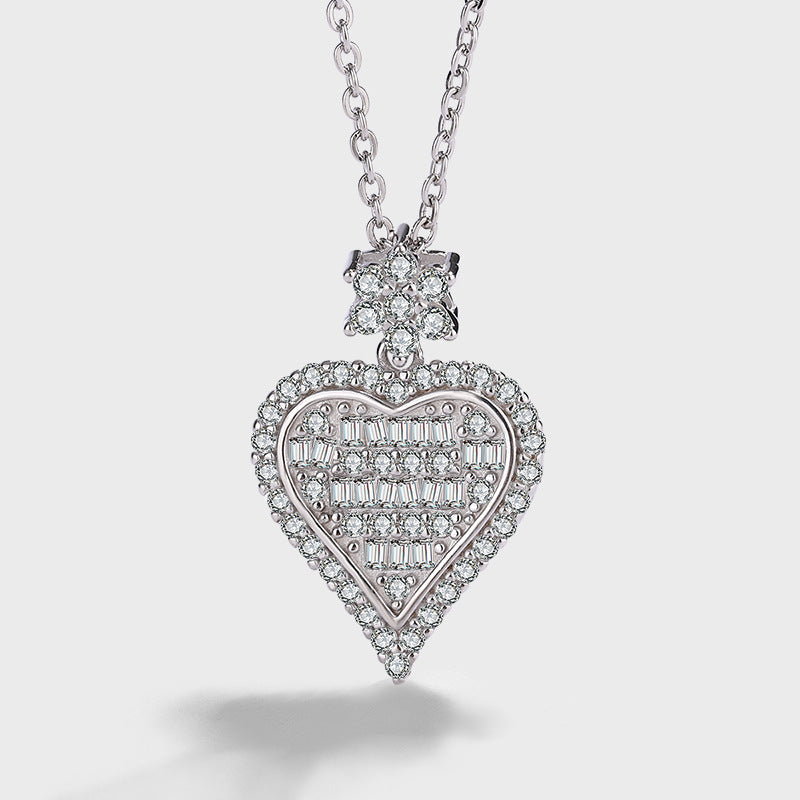 Sterling Silver Vintage Style Heart C/Z Pendant Necklace