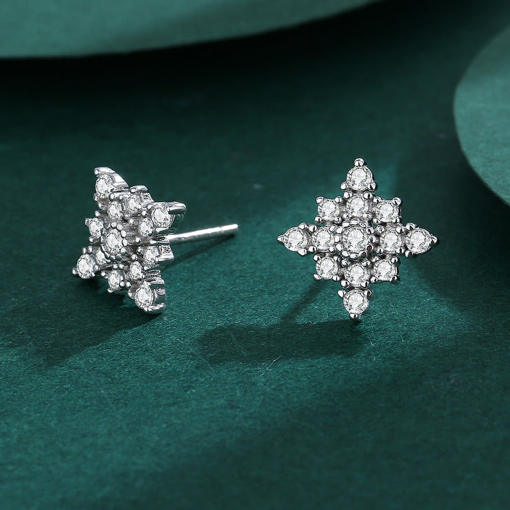 Sterling Silver Star Cluster Stud Earrings S925 Hallmark