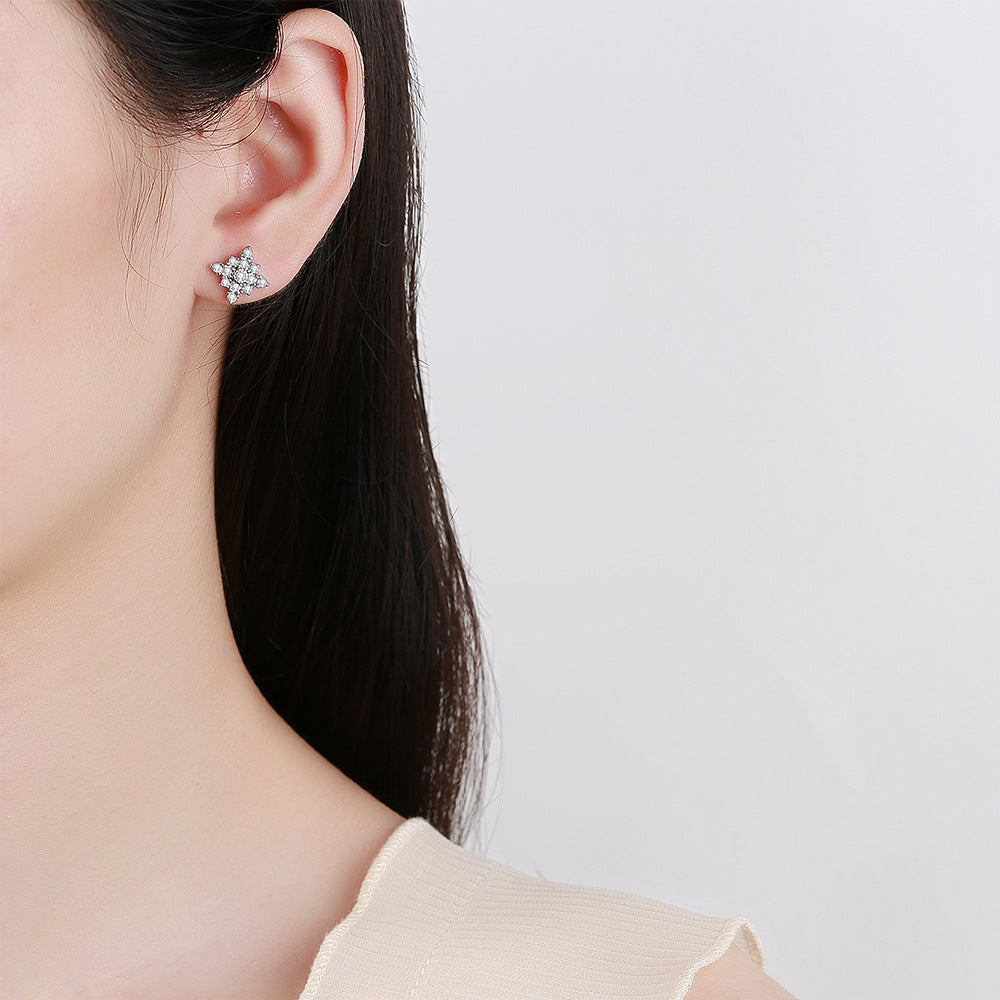 Sterling Silver Star Cluster Stud Earrings S925 Hallmark