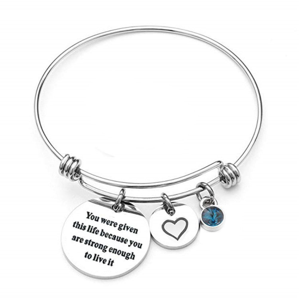 Crystal love charm Adjustable bangle bracelet – Green, Blue or Amber