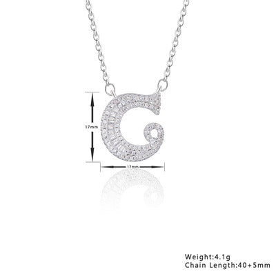 Crystal Silver Tone Letter C Necklace