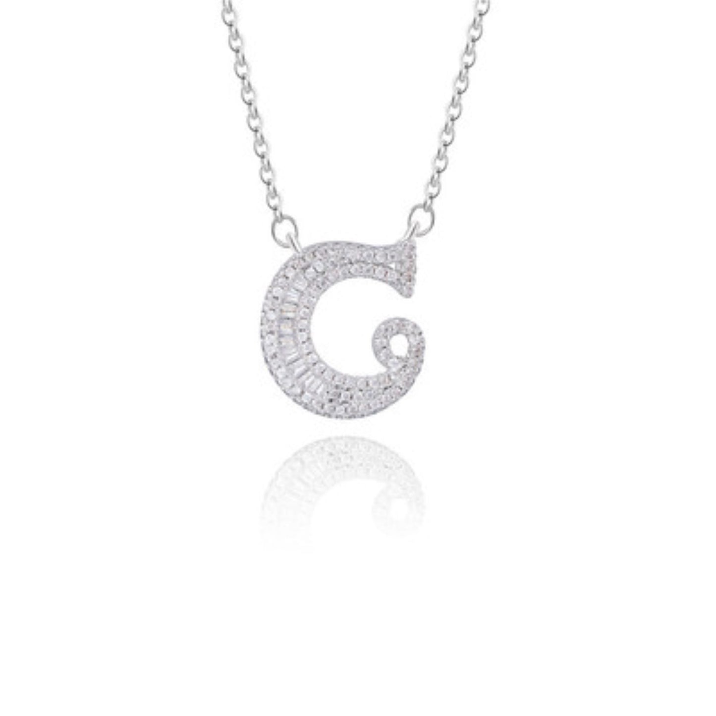 Crystal Silver Tone Letter C Necklace