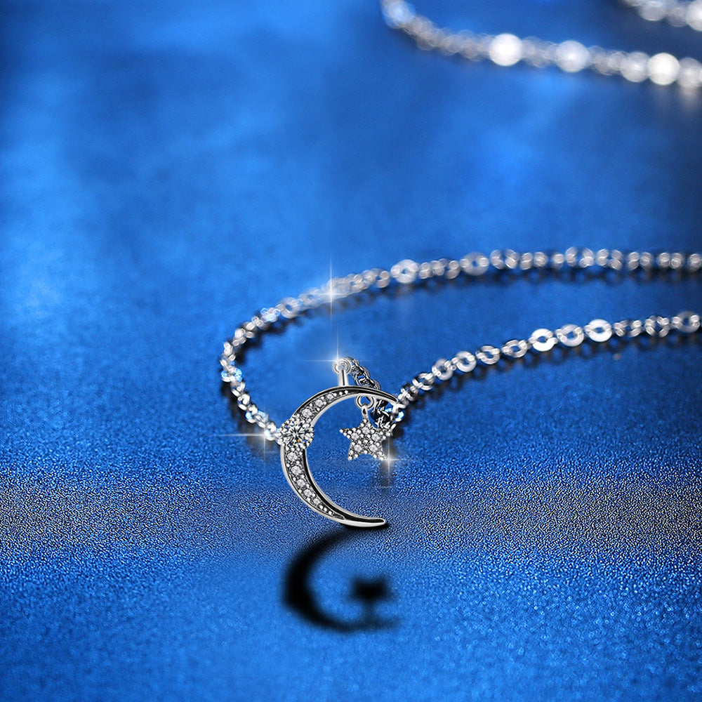 Silver Moon and Star Necklace