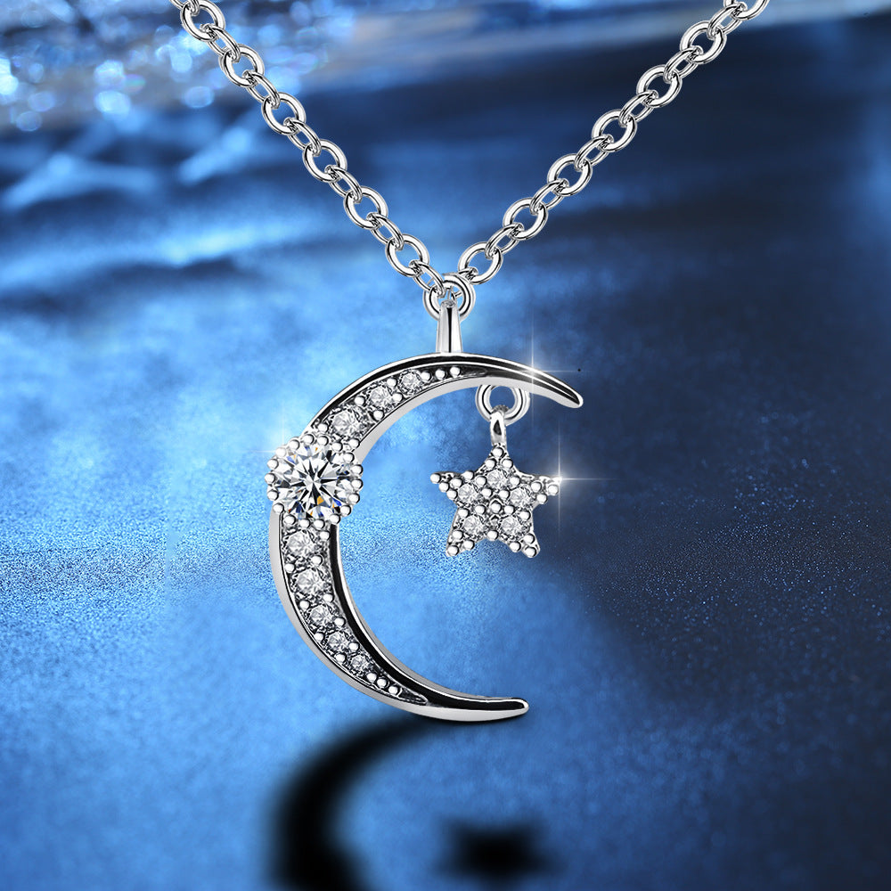 Silver Moon and Star Necklace