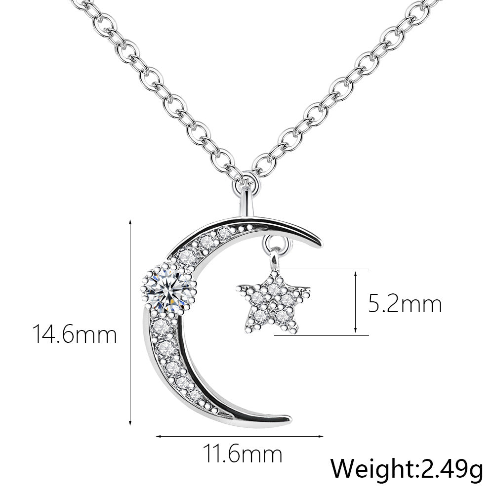 Silver Moon and Star Necklace