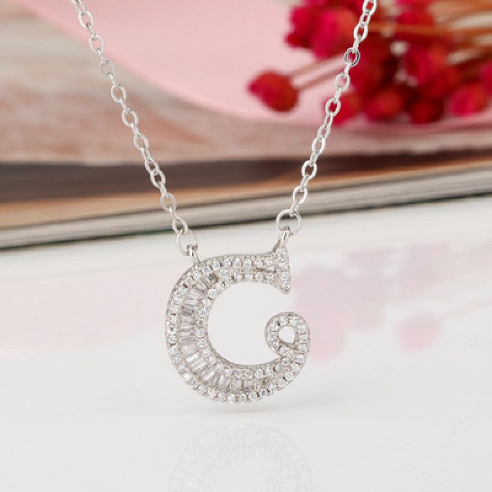 Crystal Silver Tone Letter C Necklace