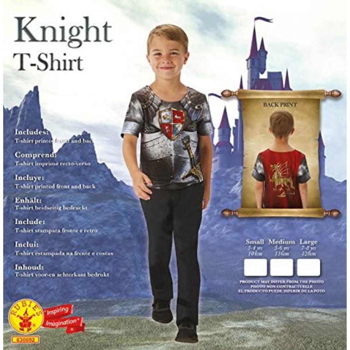 Roleplay Knight T-Shirt Book Week Children Boy Fancy Dress Costume