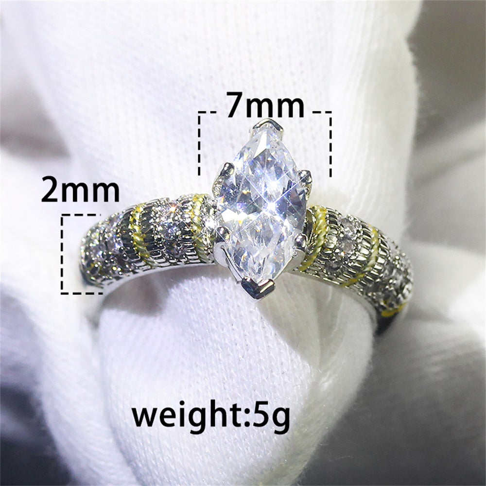 Silver Ring with Clear Eye-shaped Crystal