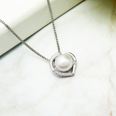 Pearl Crystal Pendant and Earrings Set