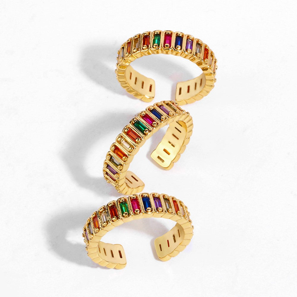 Multi-Color Adjustable Band Ring in Gold-Tone