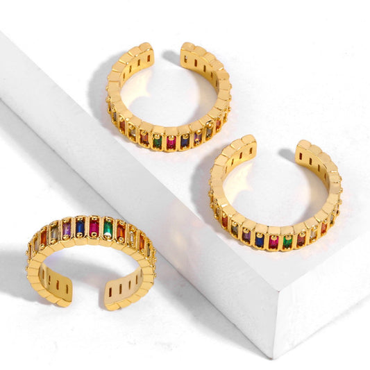 Multi-Color Adjustable Band Ring in Gold-Tone
