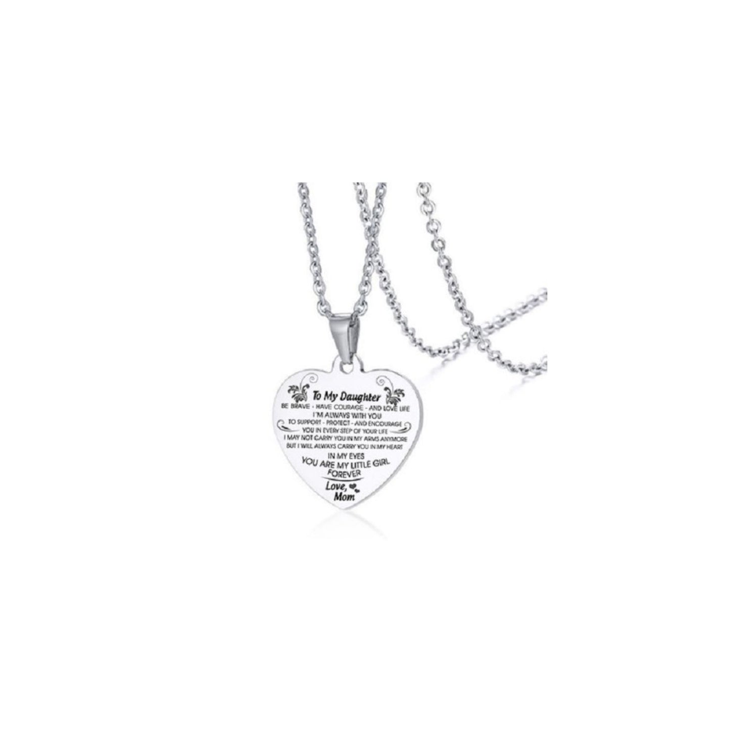 Stainless Steel To My Daughter Love Mum Pendant Necklace