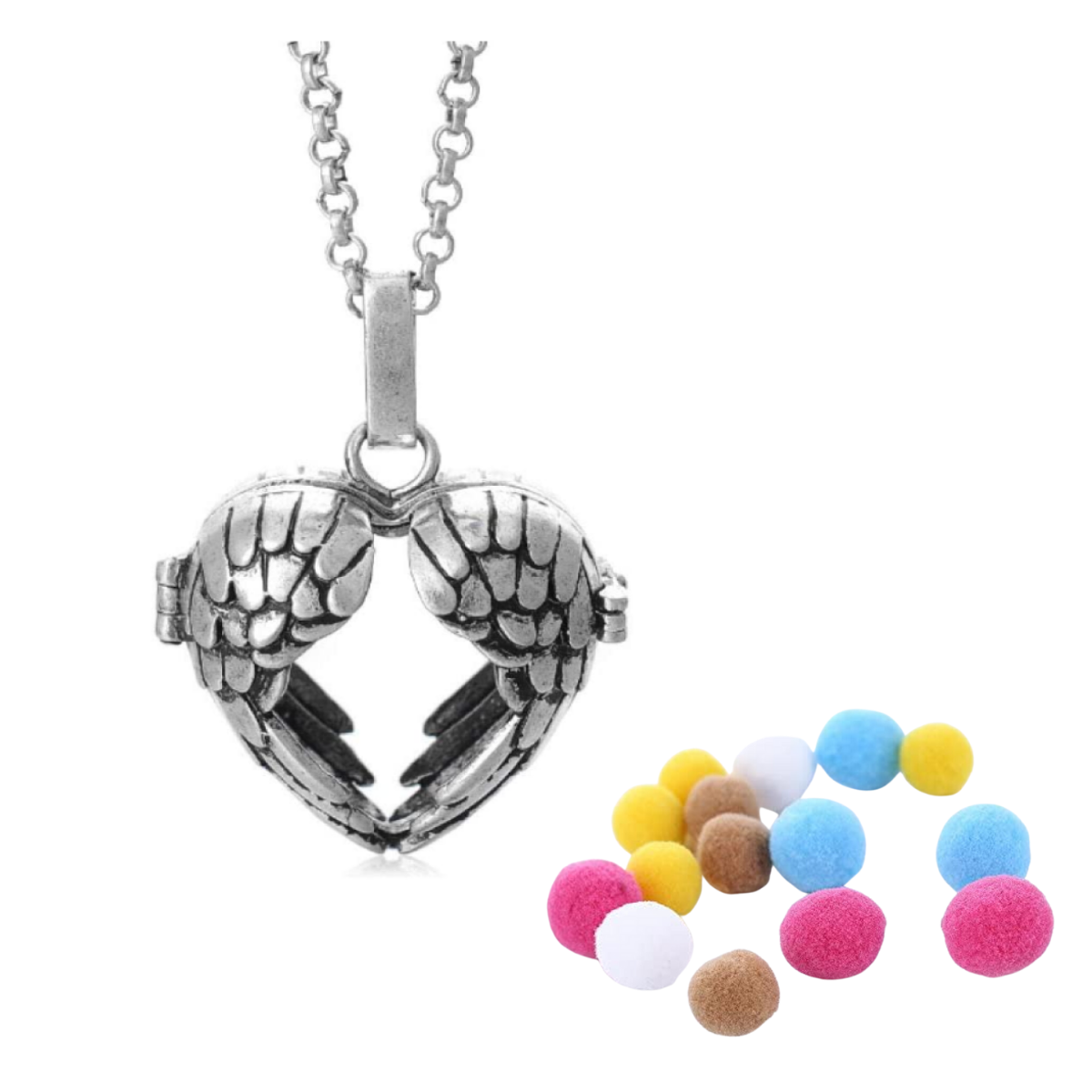 Aroma Diffuser Essential Oil Aromatherapy Heart Angel Wings Locket Pendant Necklace