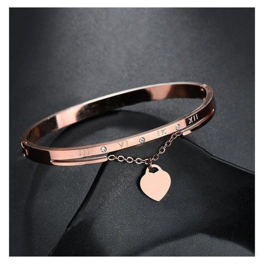 Rose gold Tone heart pendant bangle