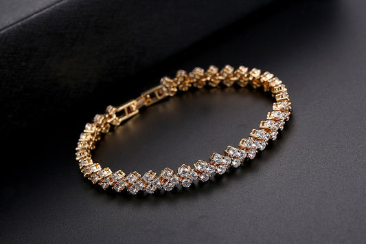 Tennis Bracelet with Clear Cubic Zirconia Crystals