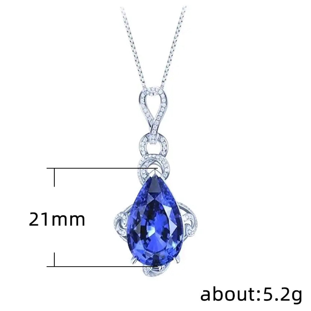 Blue Teardrop Pendant and Earrings Set