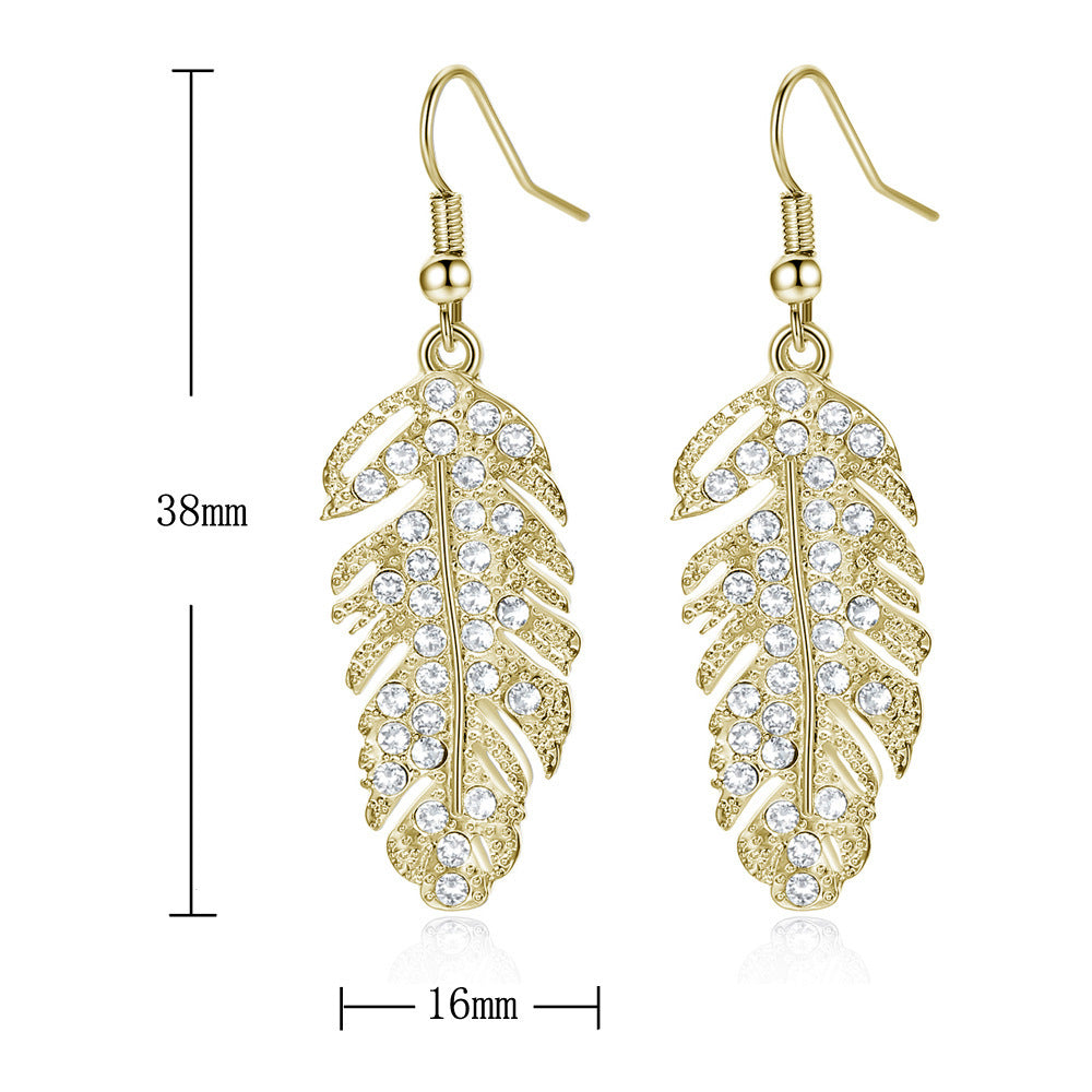 Sparkly Feathers Necklace and Earrings Set