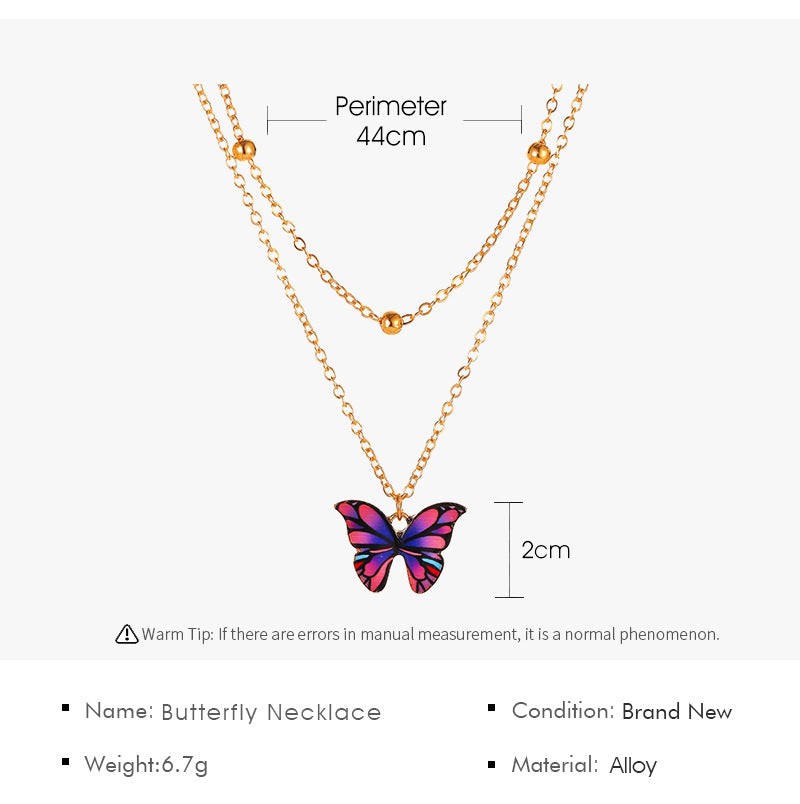 Butterfly Gold Tone Layered Pendant Necklace