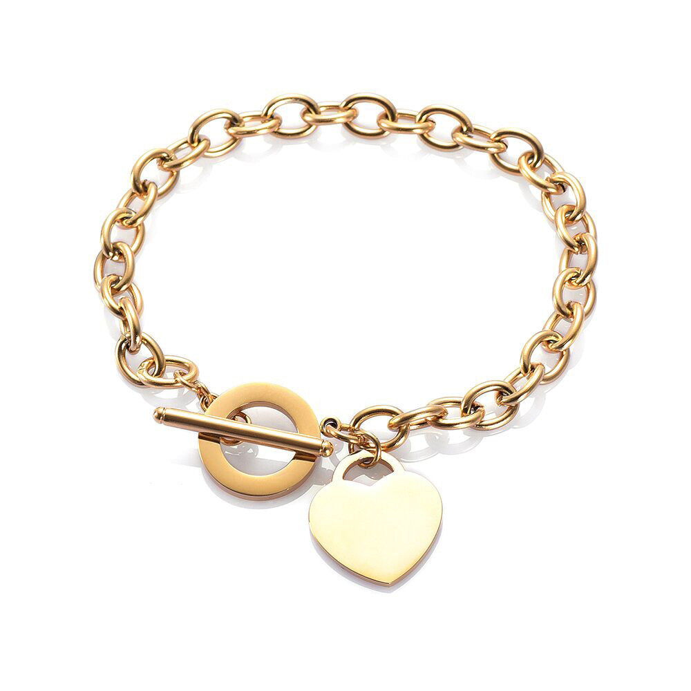Exquisite Heart Charms Bracelet Toggle Clasp