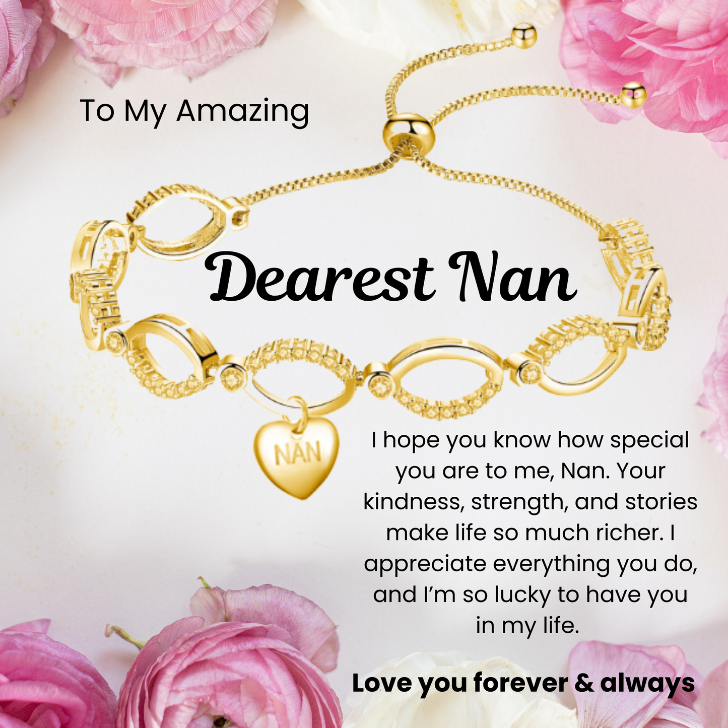 Multi-Link Infinity Nan Bracelet with Message Card