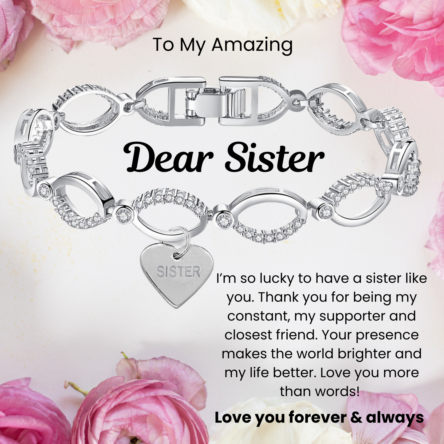 Multi-Link Infinity Sister Bracelet with Message Card