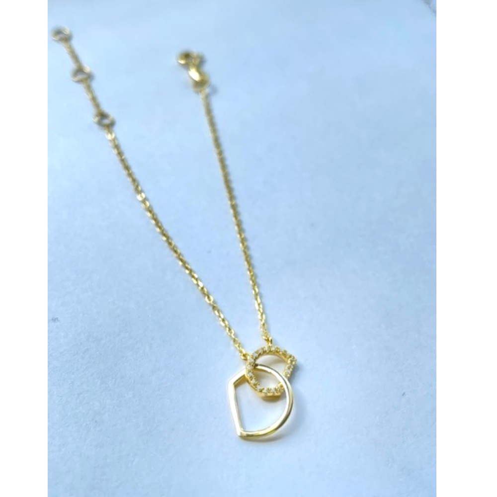 Sterling Silver S925 Linked Initial Letter D Bracelet - Gold or Silver Tone