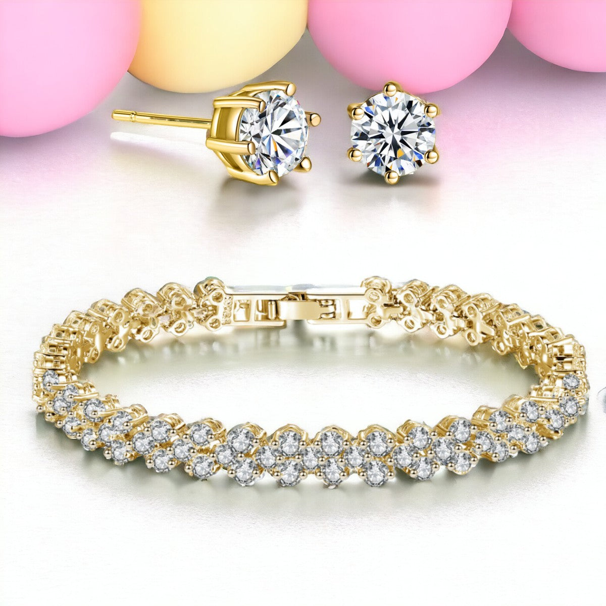 Tennis Bracelet and Earrings Set