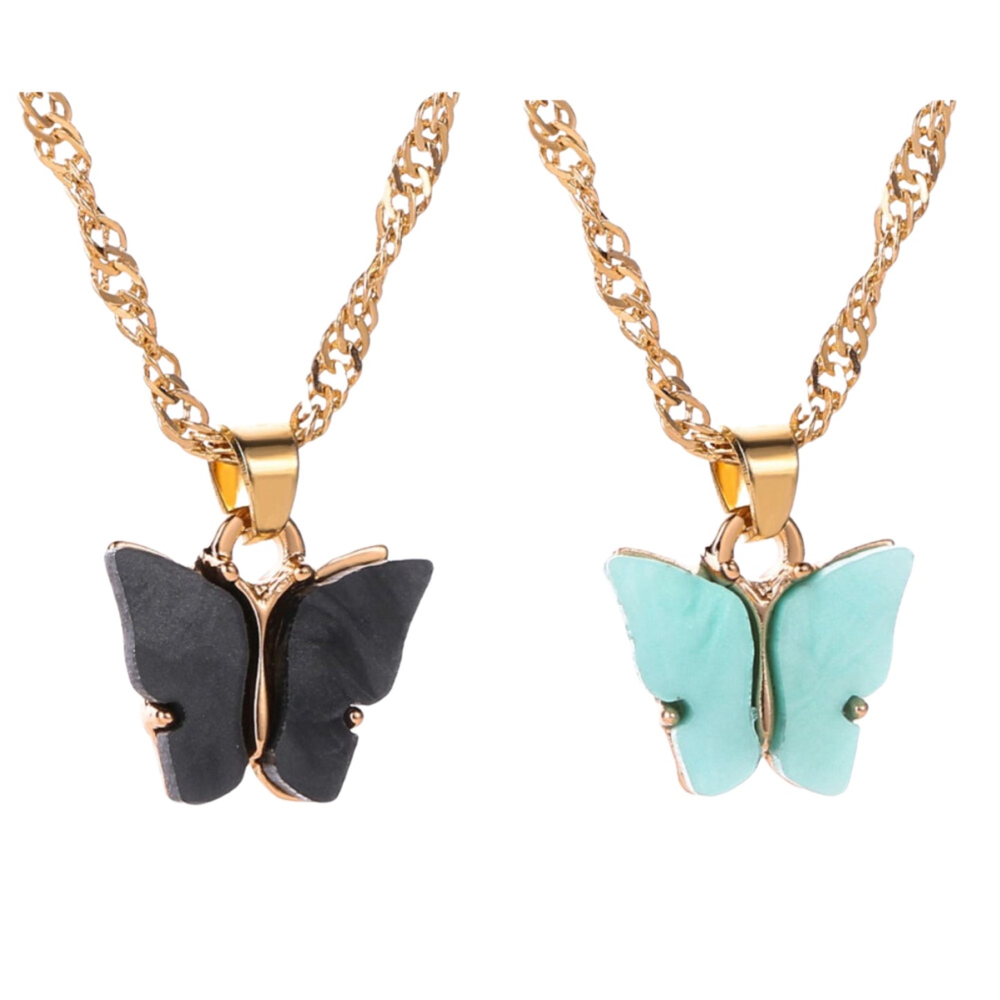 Stunning Gold Tone Butterfly Necklace