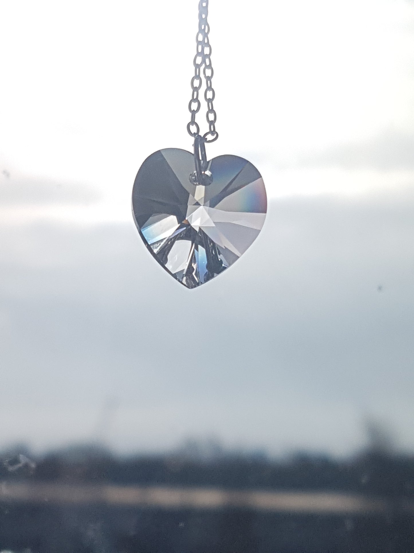 Clear Crystal Heart Pendant Made With Premium Crystals and Mum Tag