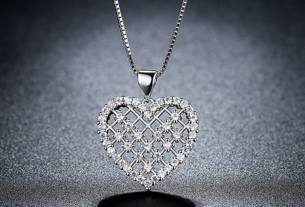 Silver Tone Crystal Heart Pendant Necklace with Love Mum Tag