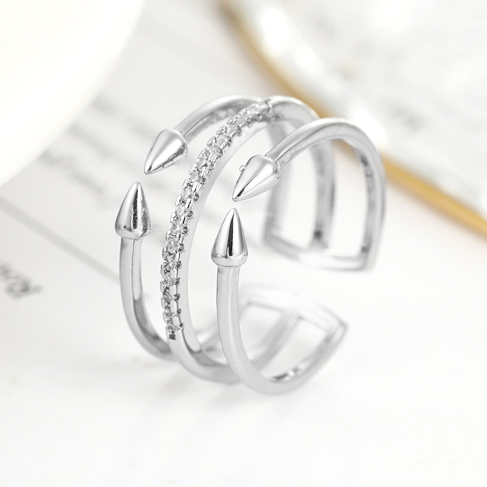 Silver Adjustable Triple Band Ring