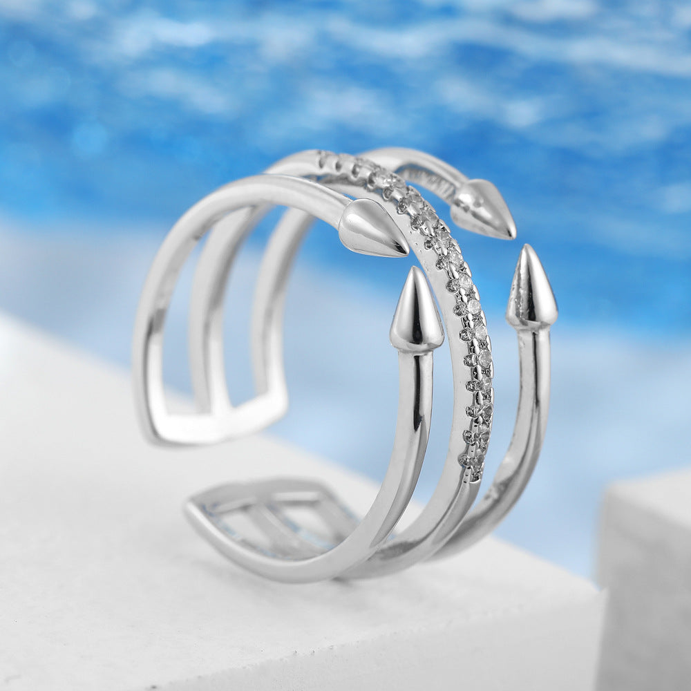 Silver Adjustable Triple Band Ring