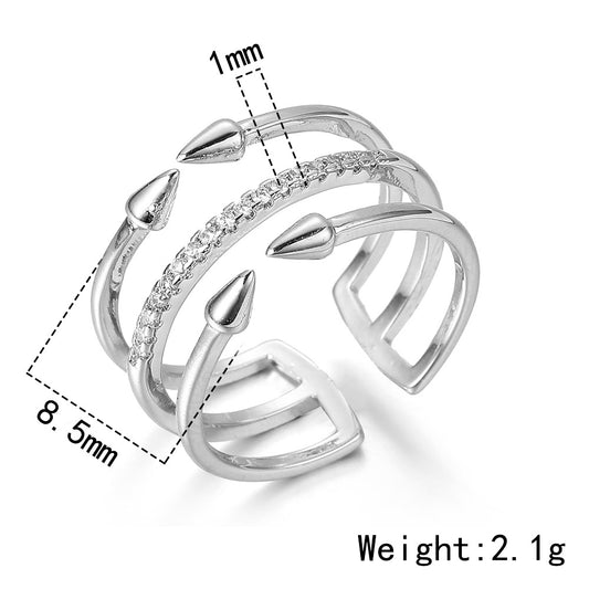 Silver Adjustable Triple Band Ring