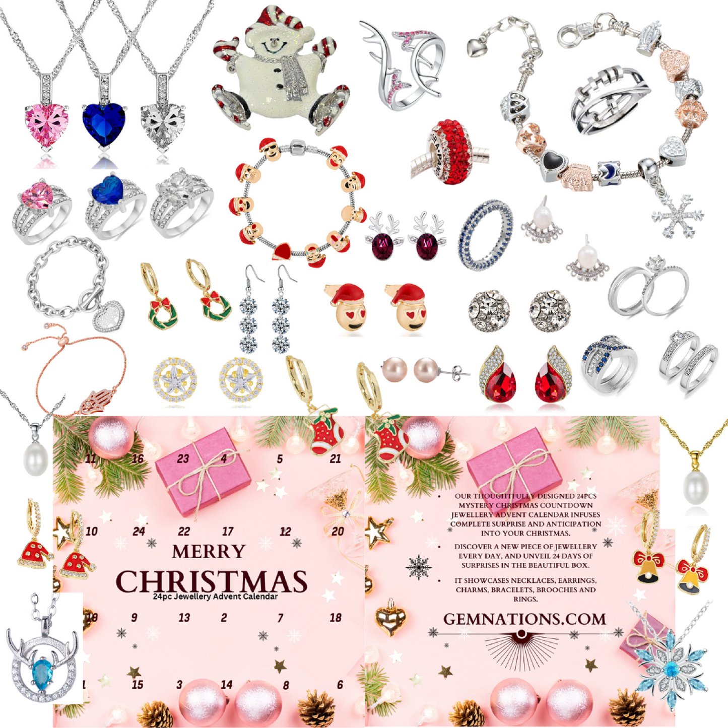 24 Days Mystery Christmas Jewellery Advent Calendar 2024 – A Magical Countdown of Surprise Gifts for Women