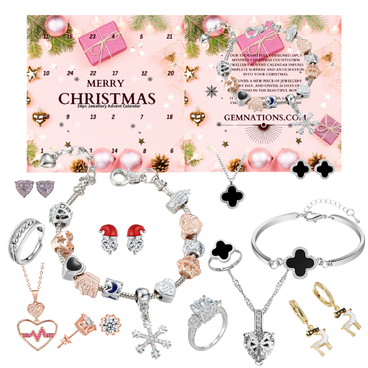 🎄 Countdown to Christmas with Elegance: 24-Piece Jewellery Advent Calendar for Women 🎁