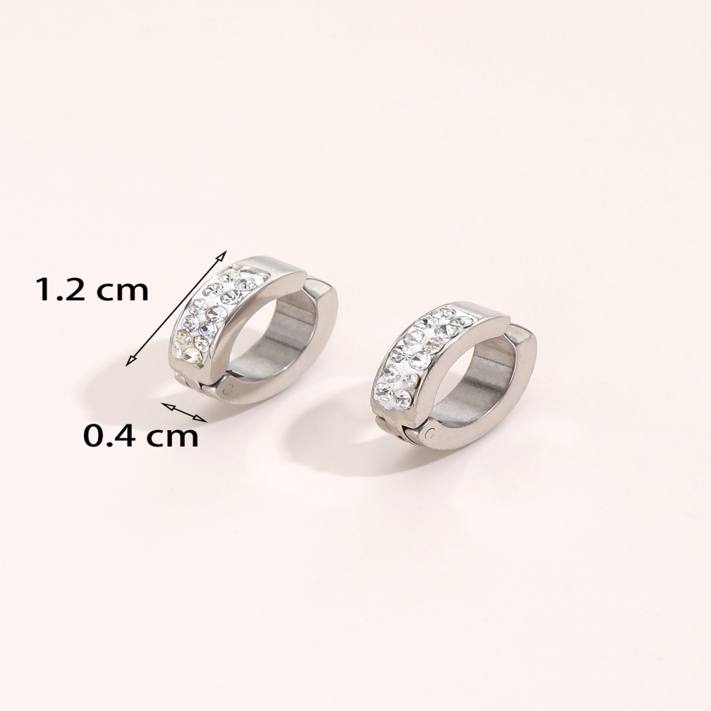 Stainless Steel Crystal Stud Earrings Ear Clip Cuff Non Pierced