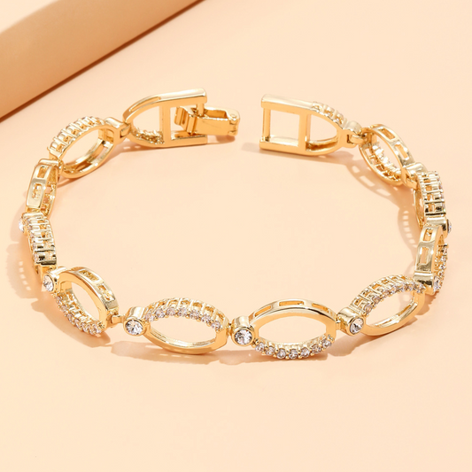 Gold Tone Multi-linked Infinity Bracelet with Premium Crystal