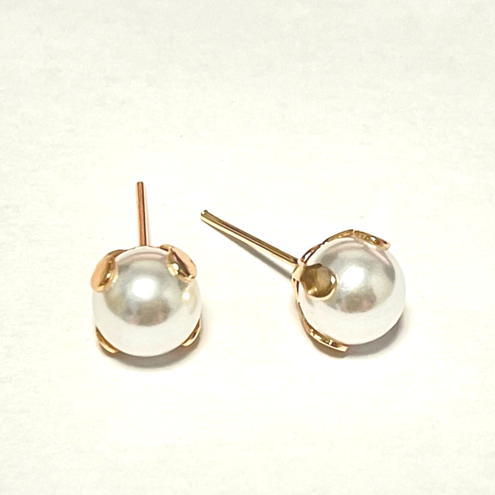 Elegant Faux Pearl Stud Earrings Rosegold