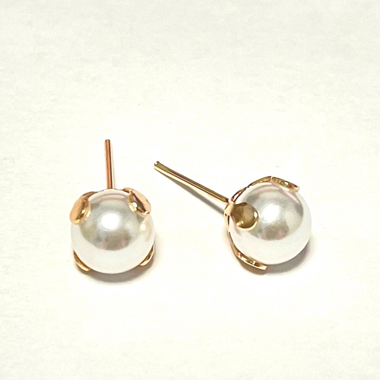 Elegant Faux Pearl Stud Earrings Rosegold