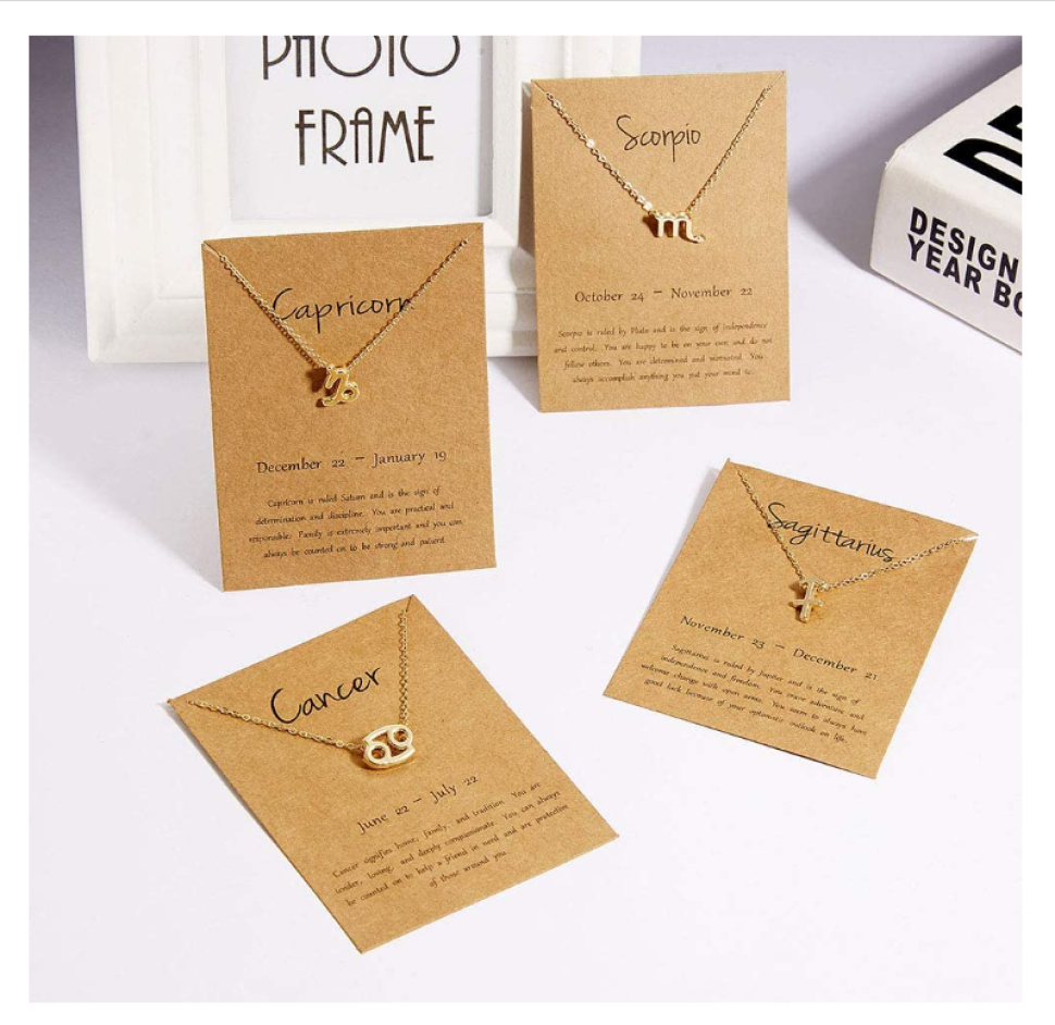 Gold Star Signs 12 Zodiac Constellations Symbol Pendant Chain Necklace