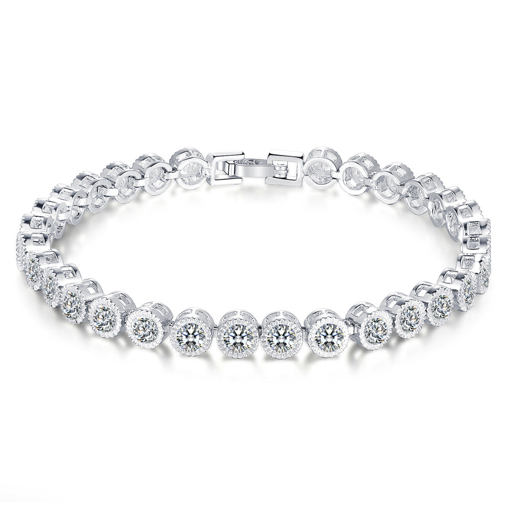 Silver Tone Cubic Zirconia Tennis Bracelet