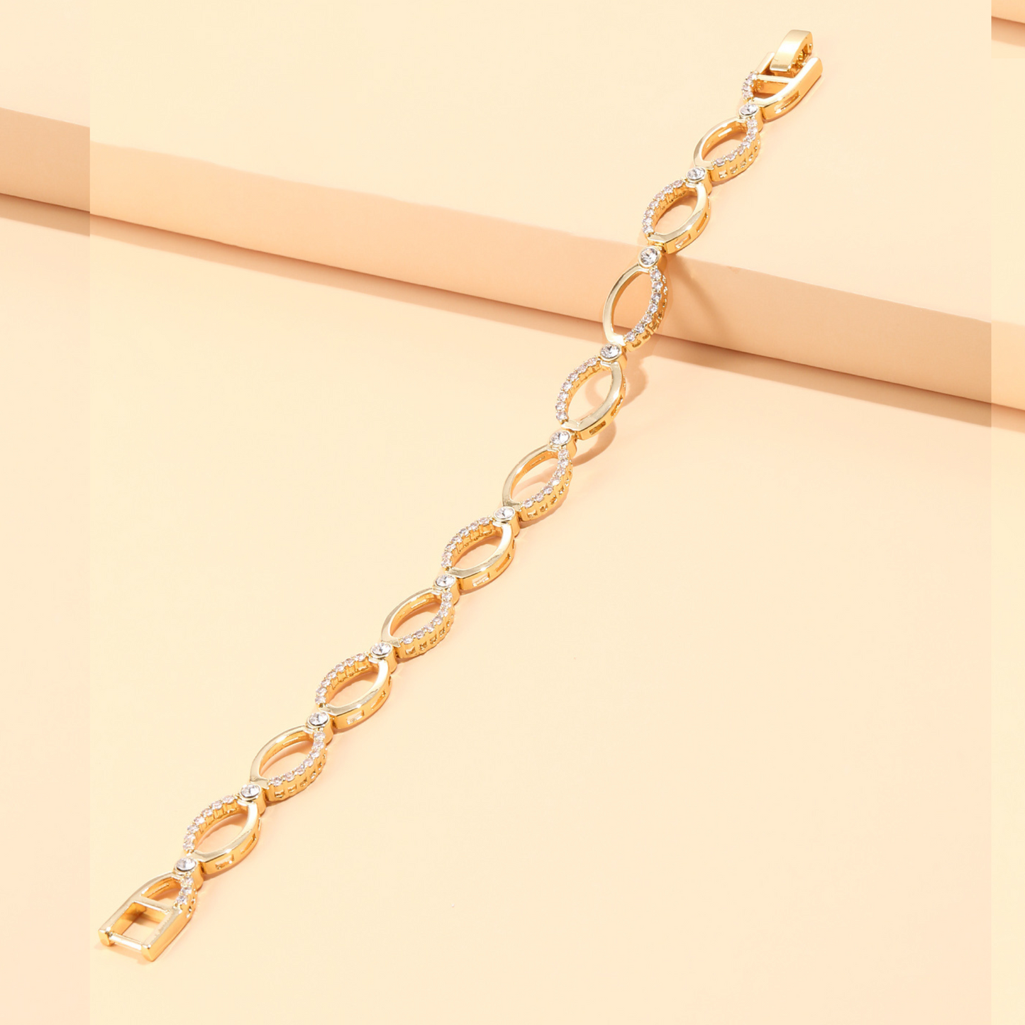 Gold Tone Multi-linked Infinity Bracelet with Premium Crystal