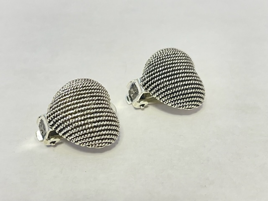 Crystal Silver Tone Heart-Shaped Stud Non Pierced Clip on Earrings